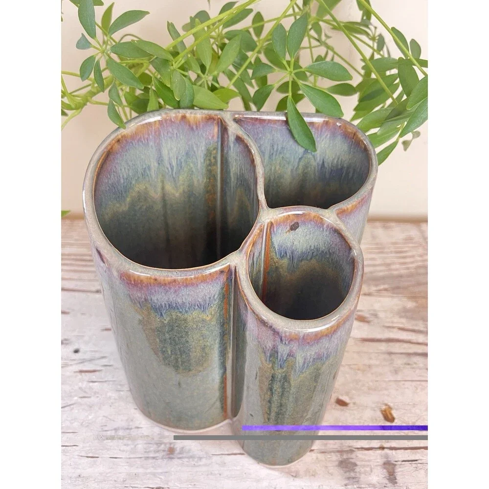 Vintage Hand Thrown Stoneware Pottery Utensils Office Bathroom Items Holder Home